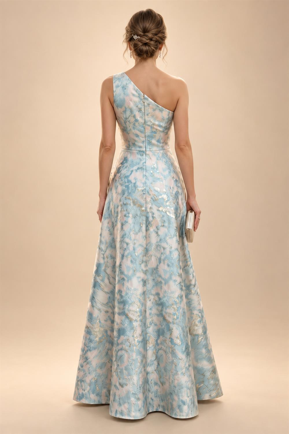 Jacquard A-Line/Princess Scoop Neck Floor-Length Mother of the Bride & Groom Dresses with Ruffles & Ruched Waist (SHI22501201)