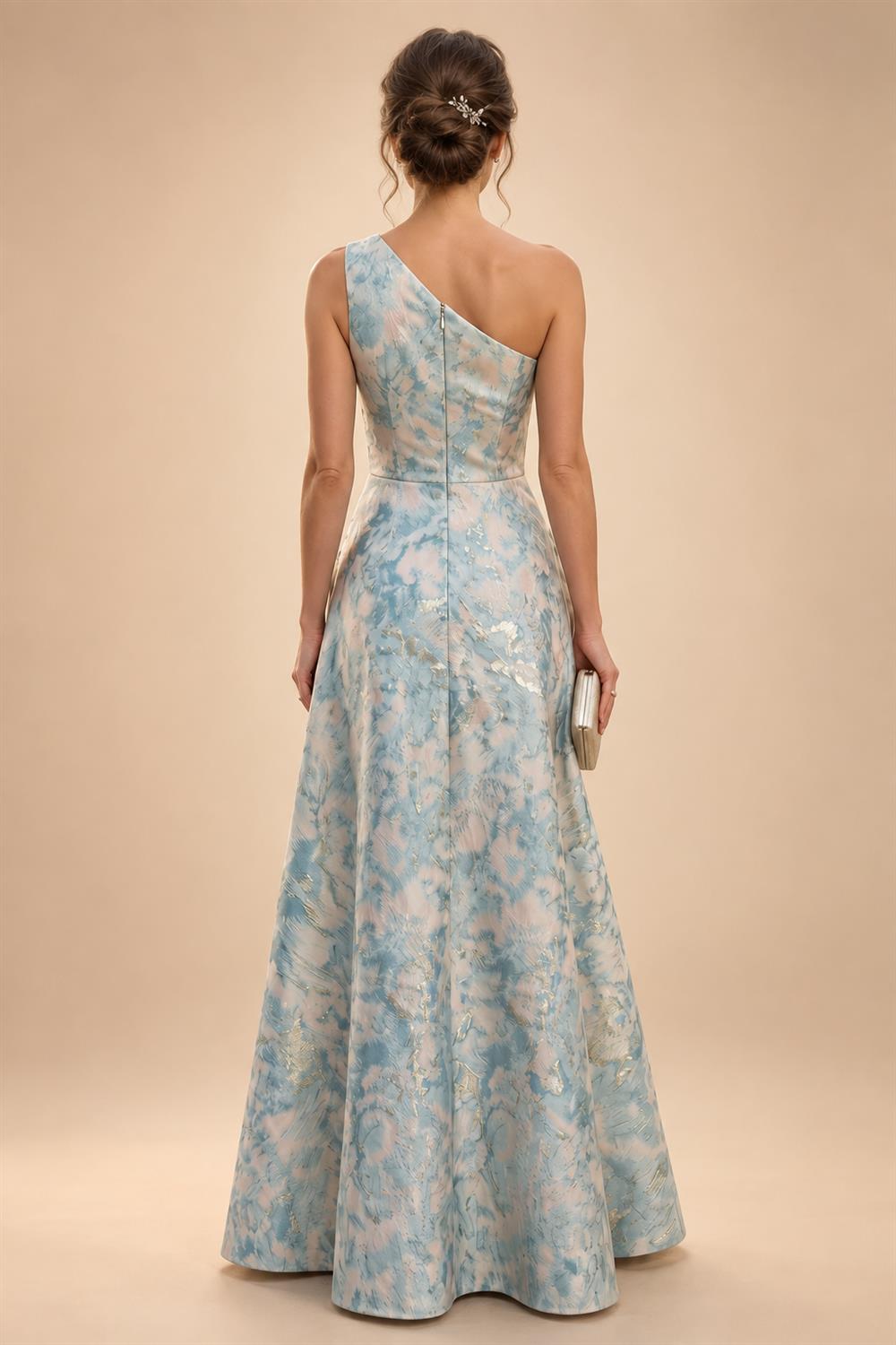 Sheath/Column V-Neck Jacquard Maxi Mother of the Bride & Groom Dresses with Ruffles & Slit (SHI25001047)