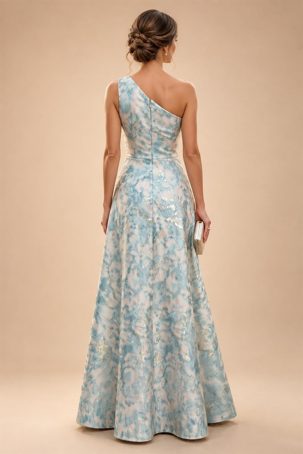 A-Line/Princess Scoop Neck Jacquard Floor-Length Mother of the Bride & Groom Dresses with Ruched Waist (SHI22501615)