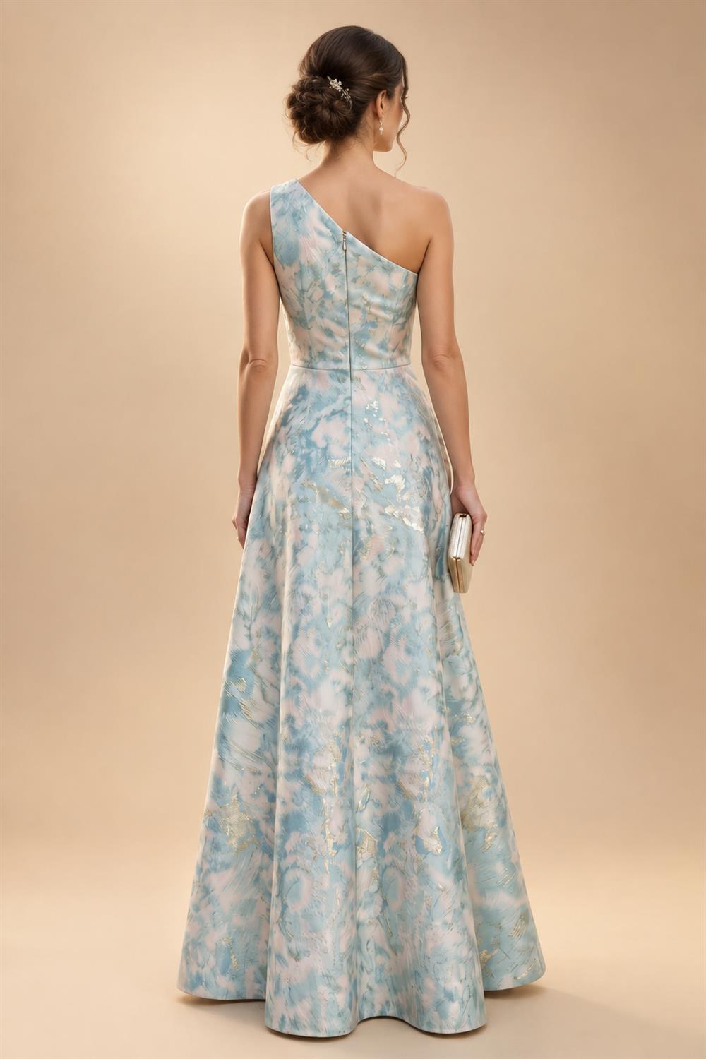 Jacquard Sheath/Column V-Neck Floor-Length Mother of the Bride & Groom Dresses with Ruffles & Ruched Waist (SHI22501058)