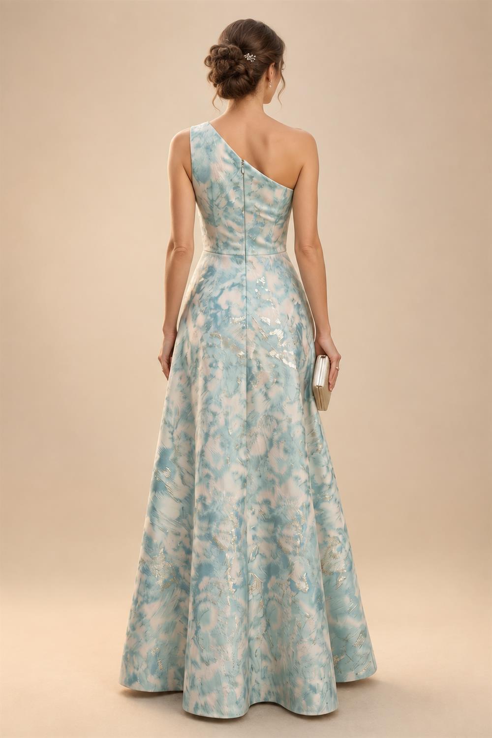 Jacquard A-Line/Princess V-Neck Floor-Length Mother of the Bride & Groom Dresses with Ruched Waist & Pockets (SHI22500984)