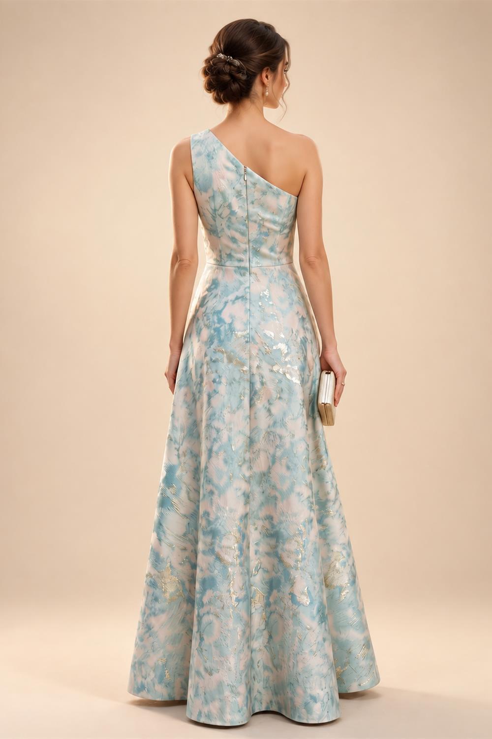 Jacquard Sheath/Column V-Neck Floor-Length Mother of the Bride & Groom Dresses with Ruched Waist (SHIB22500907)