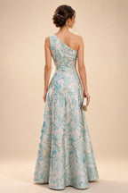 Jacquard Sheath/Column V-Neck Floor-Length Mother of the Bride & Groom Dresses with Ruched Waist (SHIB22500907)