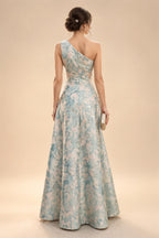 Jacquard Sheath/Column 3/4 Sleeves Floor-Length Mother of the Bride & Groom Dresses with Ruched Waist & Rhinestones (SHI22500801)