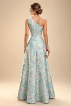 Jacquard A-Line/Princess V-Neck Tea-Length Mother of the Bride & Groom Dresses with Ruched Waist (SHI22501056)