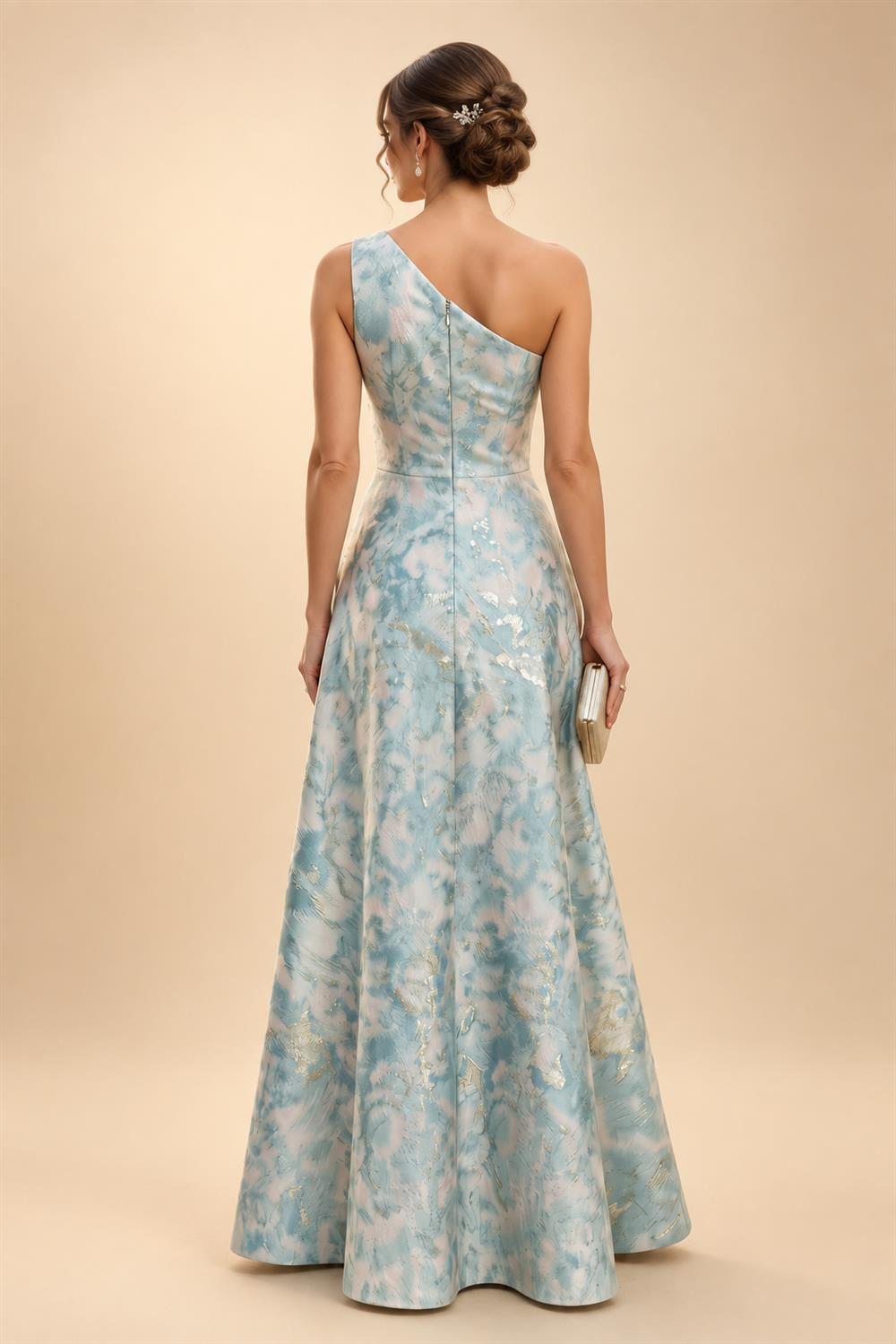 Jacquard A-Line/Princess V-Neck Floor-Length Mother of the Bride & Groom Dresses with Belt (SHI22500943)