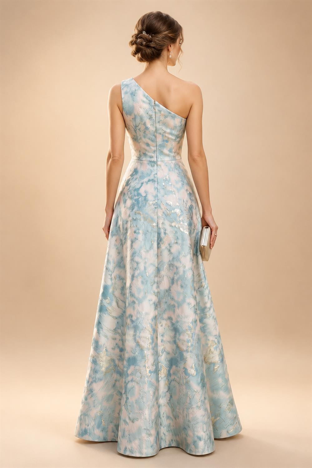 Sheath/Column One Shoulder Floral Embroidery Floor-Length Mother of the Bride & Groom Dresses with Side Draped Sash (SHI22501617)