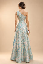 A-Line Pleated Chiffon One Shoulder Floor-Length Mother of the Bride & Groom Dresses (SHI22500625)
