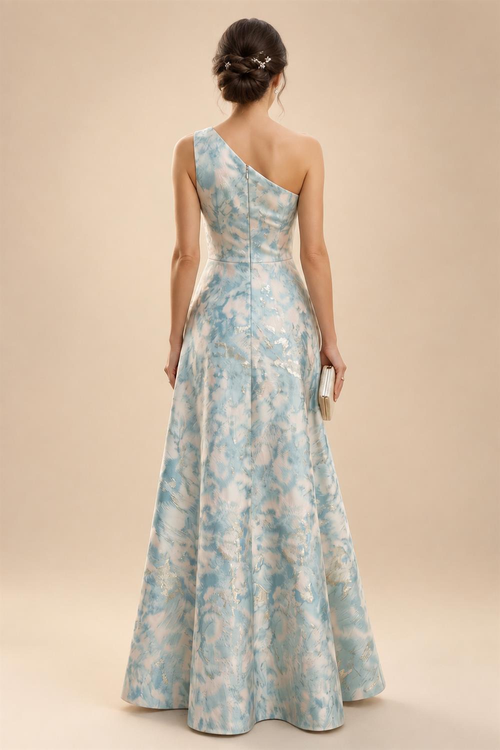 A-Line/Princess Off Shoulder Satin Floor-Length Mother of the Bride & Groom Dresses with 3D Flowers & Sweep Train (SHI22501552)