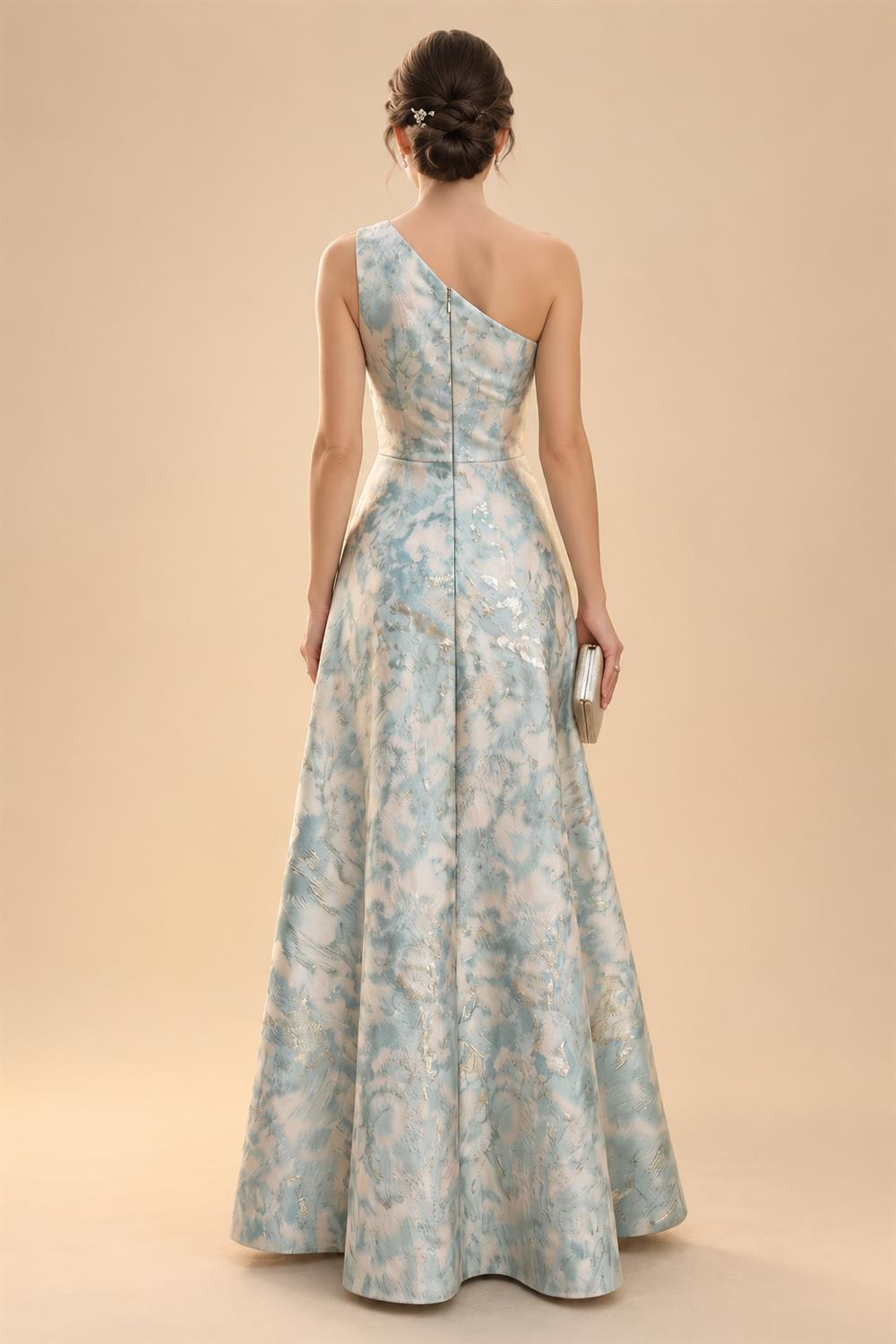 Mermaid/Trumpet One Shoulder Floral Embroidery Maxi Mother of the Bride & Groom Dresses with Side Sash & Ruched Waist (SHI22501626)