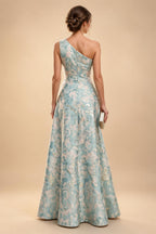 Lace Sheath/Column One Shoulder Floor-Length Mother of the Bride & Groom Dresses with Ruched Waist (SHI22500892)