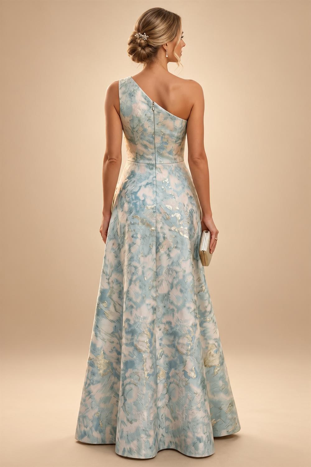 Jacquard Sheath/Column V-Neck Floor-Length Mother of the Bride & Groom Dresses with Ruched Waist (SHI22501057)