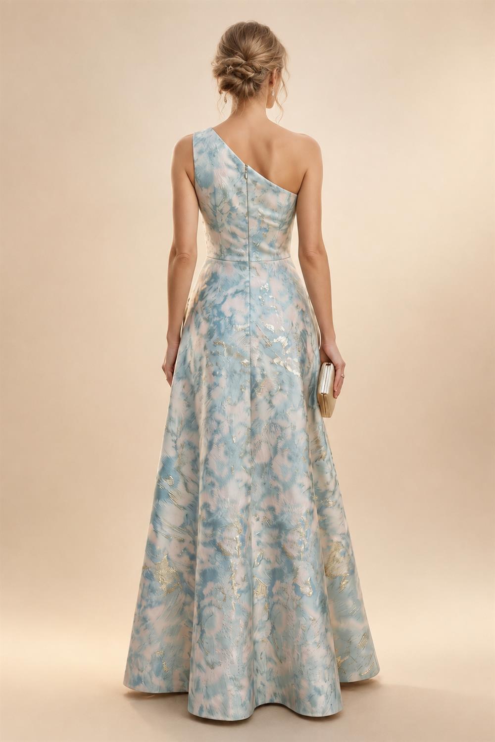 Jacquard Sheath/Column V-Neck Floor-Length Mother of the Bride & Groom Dresses with Ruched Waist (SHI22501057)
