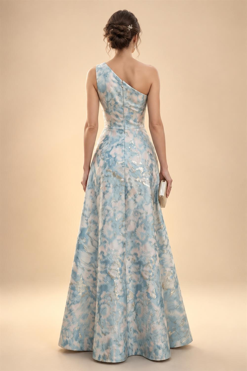 A-Line/Princess V-Neck Chiffon Maxi Mother of the Bride & Groom Dresses with Side Sash, Sweep Train & Ruched Bodice (SHI22501629)
