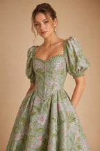 Jacquard A Line V Neck Ruffles Corset Mother of the Bride & Groom Dresses (SHI22500967)