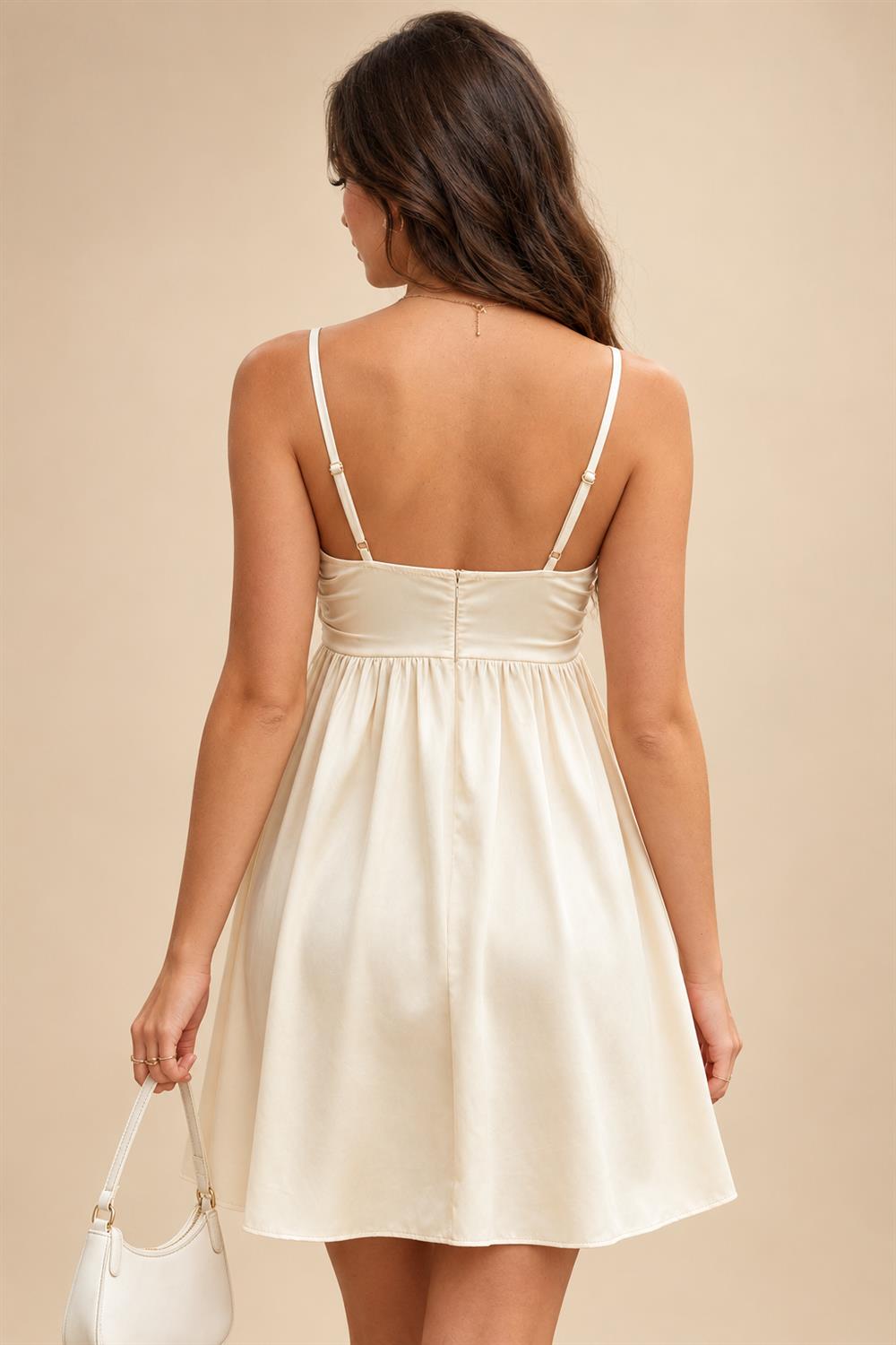 Satin A-Line/Princess Spaghetti Straps Short Homecoming Dresses with Ruched Waist (SHI22370238)
