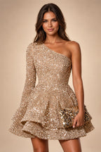 A-Line/Princess Strapless Jacquard Mini Homecoming Dresses with Bow & Pearls (SHI22370552)