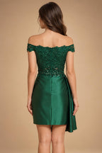 Satin Bodycon Off Shoulder Short Homecoming Dresses for Teens (SHI22370262)
