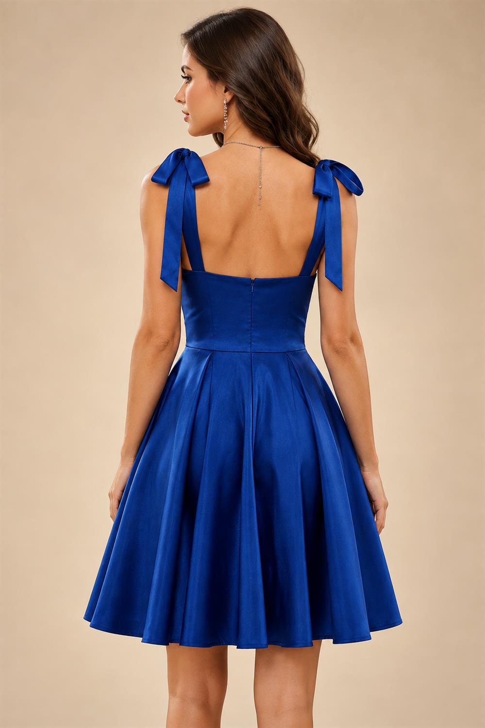 Satin A-Line/Princess Spaghetti Straps Short Homecoming Dresses with Ruched Waist (SHI22370238)