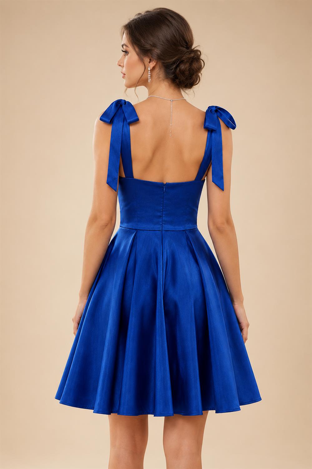 Satin A-Line/Princess Spaghetti Straps Short Homecoming Dresses with Ruched Waist (SHI22370238)