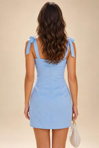 Satin Bodycon Spaghetti Straps Short Homecoming Dresses with Ruched Bodice (SHI22370321)