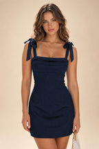 Satin Bodycon Spaghetti Straps Short Homecoming Dresses with Ruched Bodice (SHI22370321)
