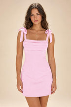 Satin Bodycon Spaghetti Straps Short Homecoming Dresses with Ruched Bodice (SHI22370321)
