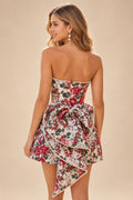 Jacquard A-Line/Princess Strapless Mini Homecoming Dresses with Bow & Pearls (SHI22370329)