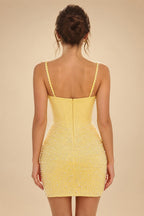 A-Line/Princess Strapless Jacquard Mini Homecoming Dresses with Bow & Pearls (SHI22370552)