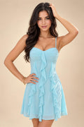 Chiffon A-Line/Princess Spaghetti Straps Mini Homecoming Dresses with Ruffles (SHI22370482)
