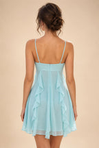 Chiffon A-Line/Princess Spaghetti Straps Mini Homecoming Dresses with Ruffles (SHI22370482)