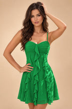 Chiffon A-Line/Princess Spaghetti Straps Mini Homecoming Dresses with Ruffles (SHI22370482)