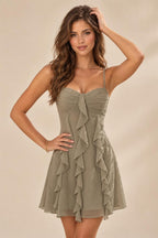 Chiffon A-Line/Princess Spaghetti Straps Mini Homecoming Dresses with Ruffles (SHI22370482)