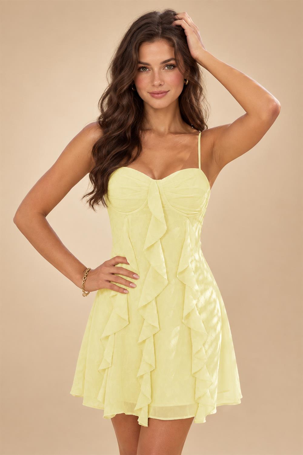 Chiffon A-Line/Princess Spaghetti Straps Mini Homecoming Dresses with Ruffles (SHI22370482)