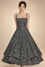 A-Line/Princess Mini Sparkly Sequin Tiered Homecoming Dresses with Spaghetti Straps (SHI22370561)