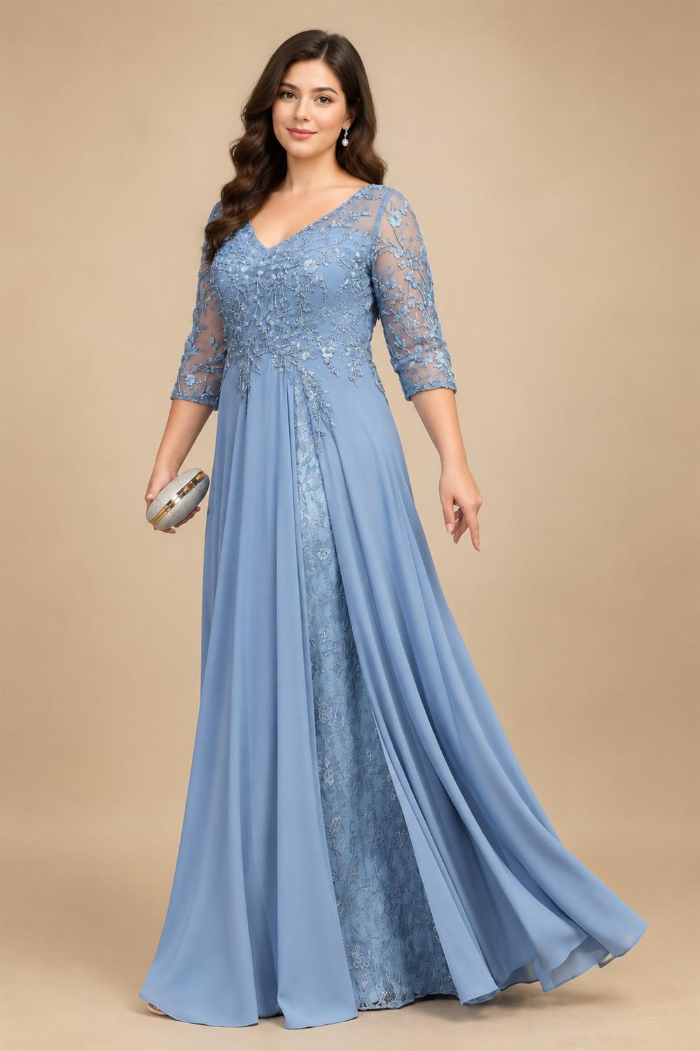 V Neck Satin Pleated Mermaid Mother of the Bride Dresses (SHIR1110589)