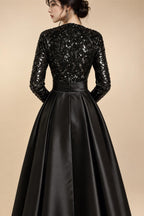 A-Line/Princess Scoop Illusion Lace Appliques Tea-Length Mother of the Bride Dresses with Pleated Ruffle (SHI22500105)