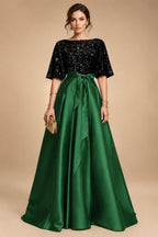 Sheath Satin 3/4 Sleeves Maxi Mother of the Bride & Groom Dresses with Chiffon Cape (SHI22500709)