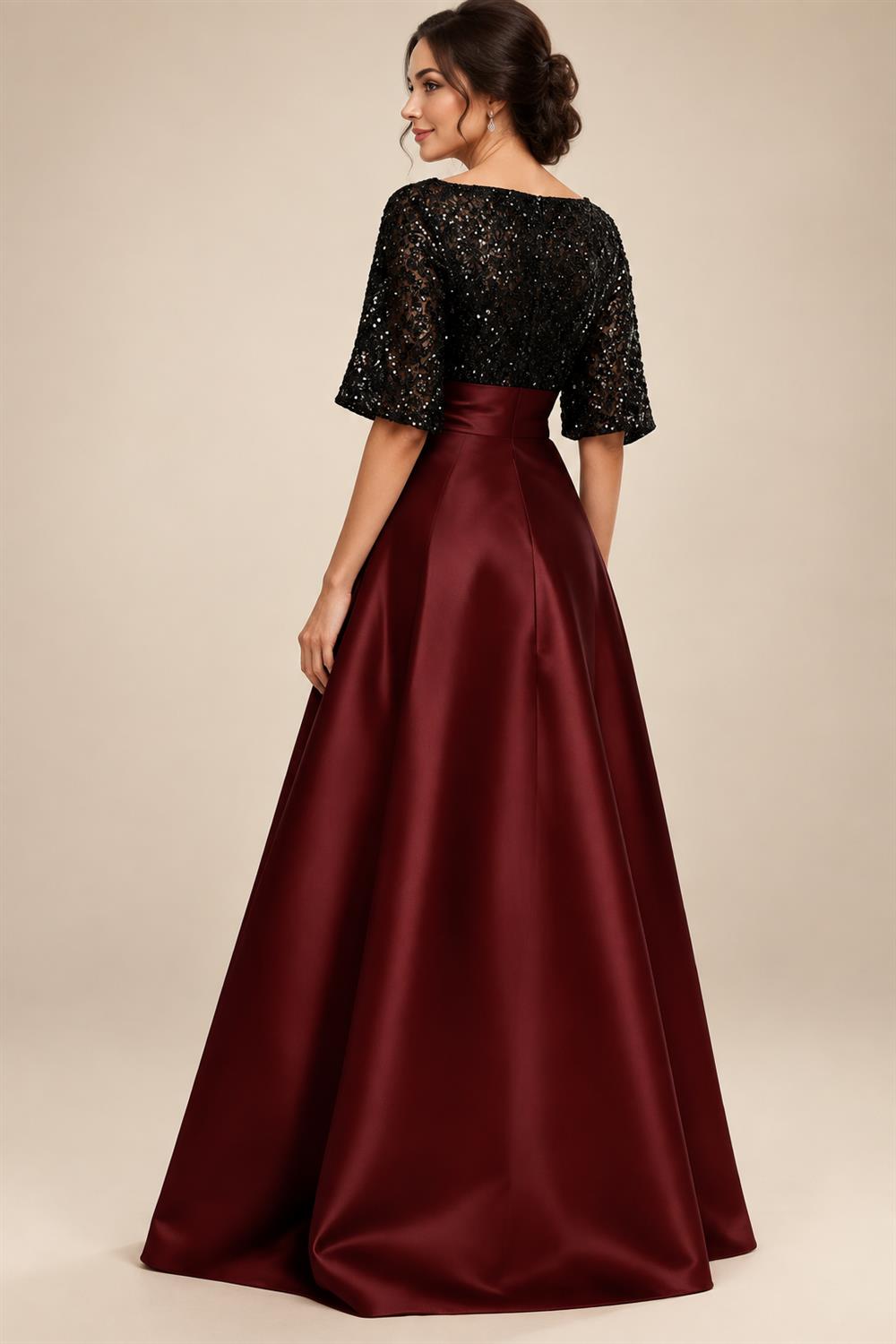 Sheath Satin 3/4 Sleeves Maxi Mother of the Bride & Groom Dresses with Chiffon Cape (SHI22500709)