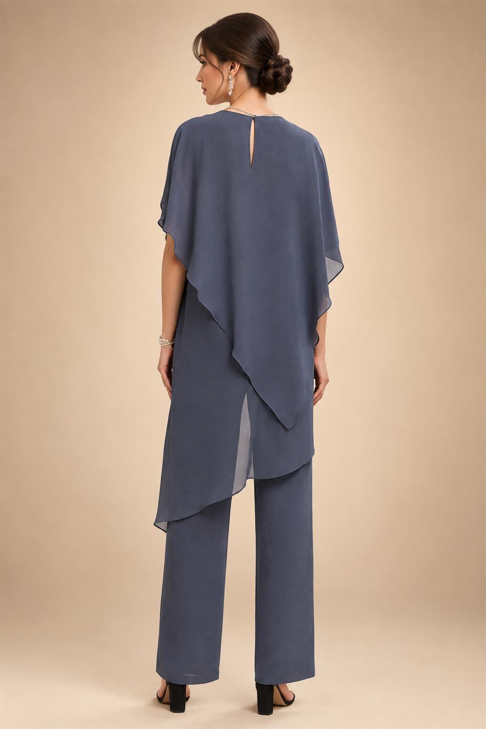 Chiffon A-Line/Princess Scoop Neck Floor-Length Mother of the Bride & Groom Dresses with Tiered Layers (SHI22501536)