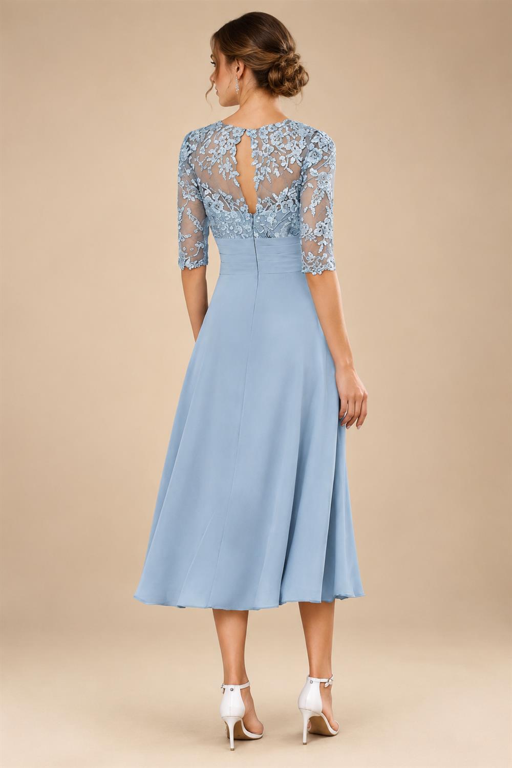 A-Line Floor-Length Chiffon Cape Sleeves Mother of the Bride & Groom Dresses with Tiered Ruffles (SHI22500723)