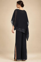 Pantsuits Separates Scoop Neck Sequins Asymmetrical Ankle-Length Mother of the Bride Dress with Slit (SHI22500132)