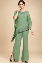 Pantsuits Separates Scoop Neck Sequins Asymmetrical Ankle-Length Mother of the Bride Dress with Slit (SHI22500132)