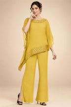 Pantsuits Separates Scoop Neck Sequins Asymmetrical Ankle-Length Mother of the Bride Dress with Slit (SHI22500132)