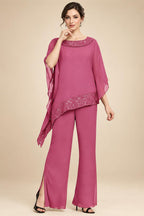 Pantsuits Separates Scoop Neck Sequins Asymmetrical Ankle-Length Mother of the Bride Dress with Slit (SHI22500132)