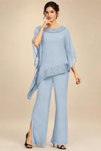 Pantsuits Separates Scoop Neck Sequins Asymmetrical Ankle-Length Mother of the Bride Dress with Slit (SHI22500132)