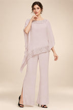 Pantsuits Separates Scoop Neck Sequins Asymmetrical Ankle-Length Mother of the Bride Dress with Slit (SHI22500132)
