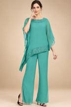Pantsuits Separates Scoop Neck Sequins Asymmetrical Ankle-Length Mother of the Bride Dress with Slit (SHI22500132)