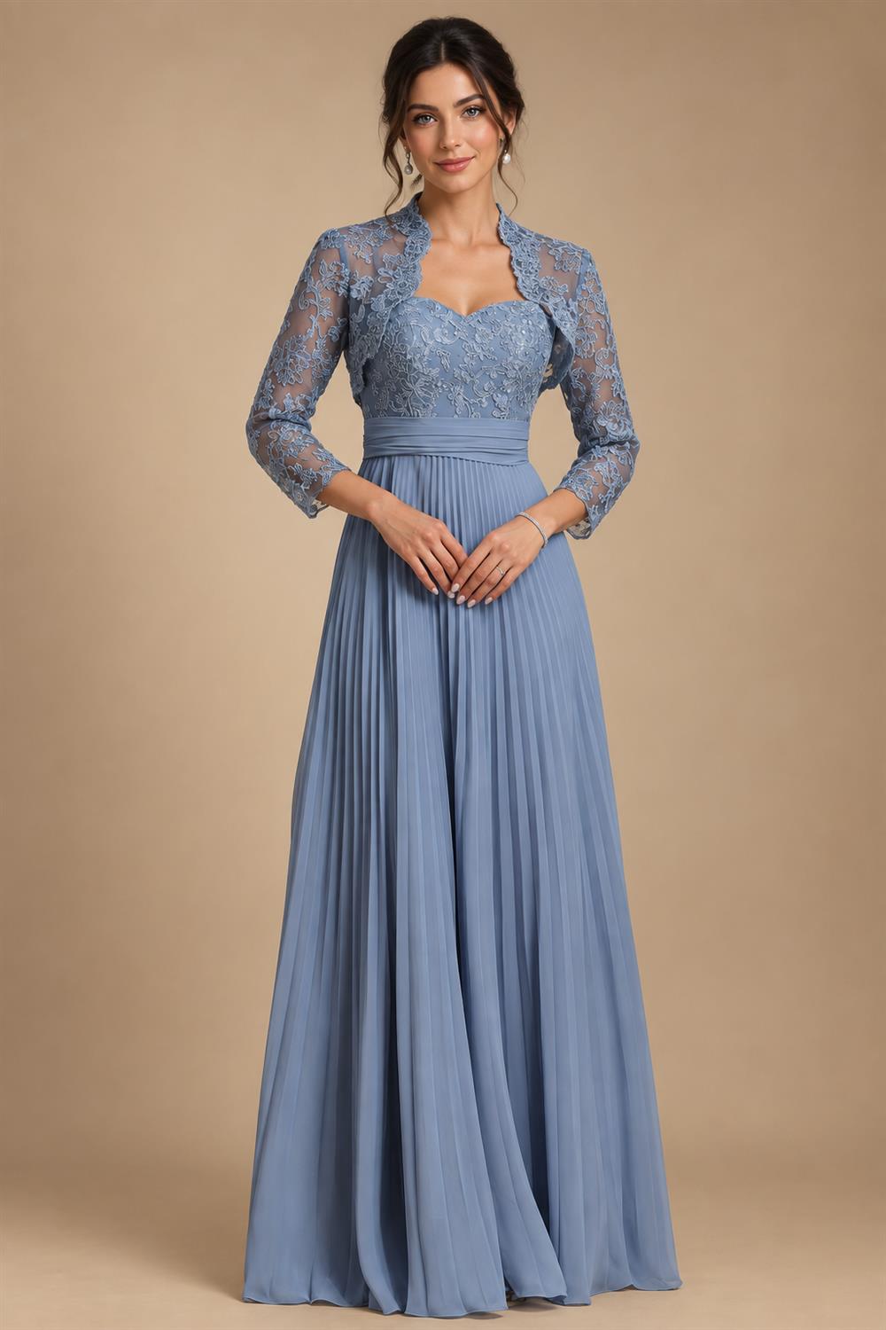 Satin Scoop Neck Mother of the Bride & Groom Dresses with 3D Flower (SHI22500338)