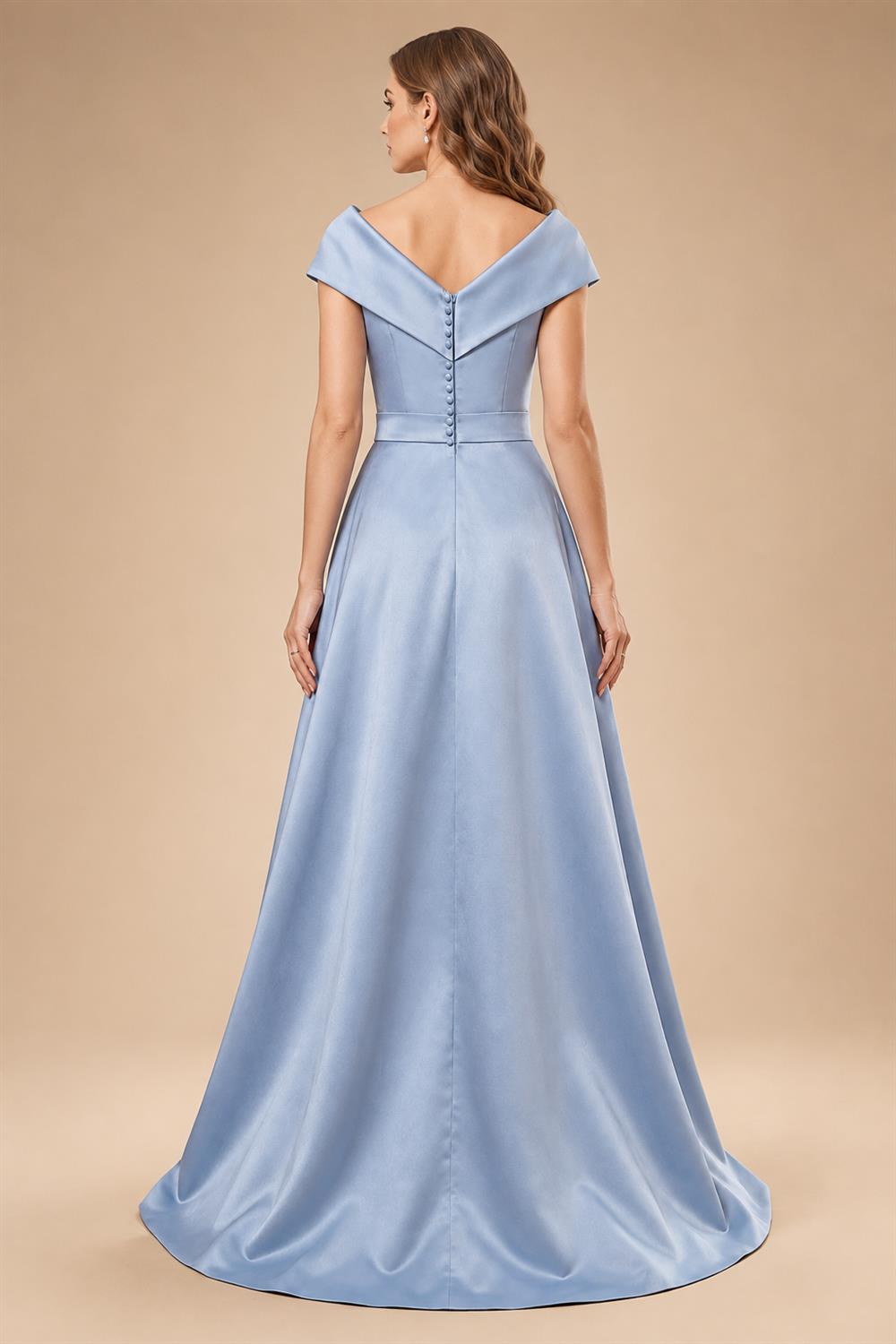 A-Line Chiffon V-Neck Short Sleeve Mother of the Bride Dresses Floor-Length with Sequin Appliques (SHI22500297)